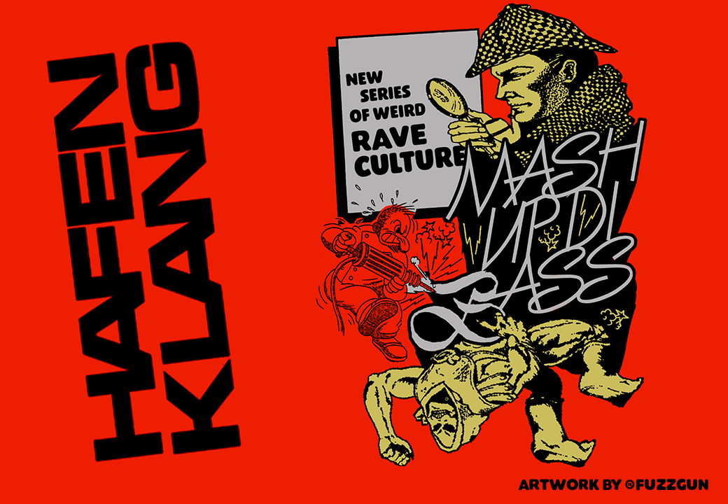 Rave/Electro Party, Hafenklang, Poster auf roten Hintergrund